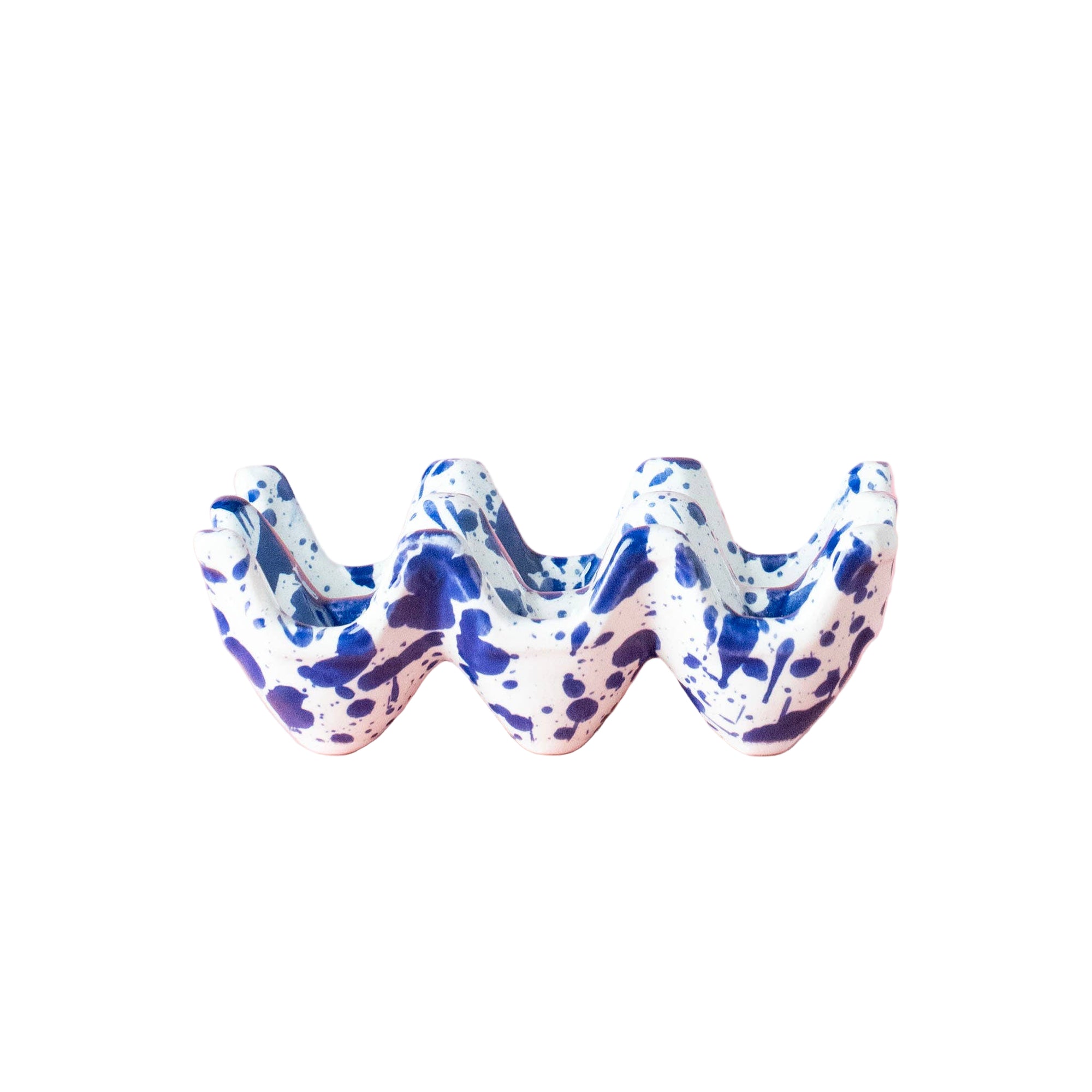 Blue and white ceramic egg holder 