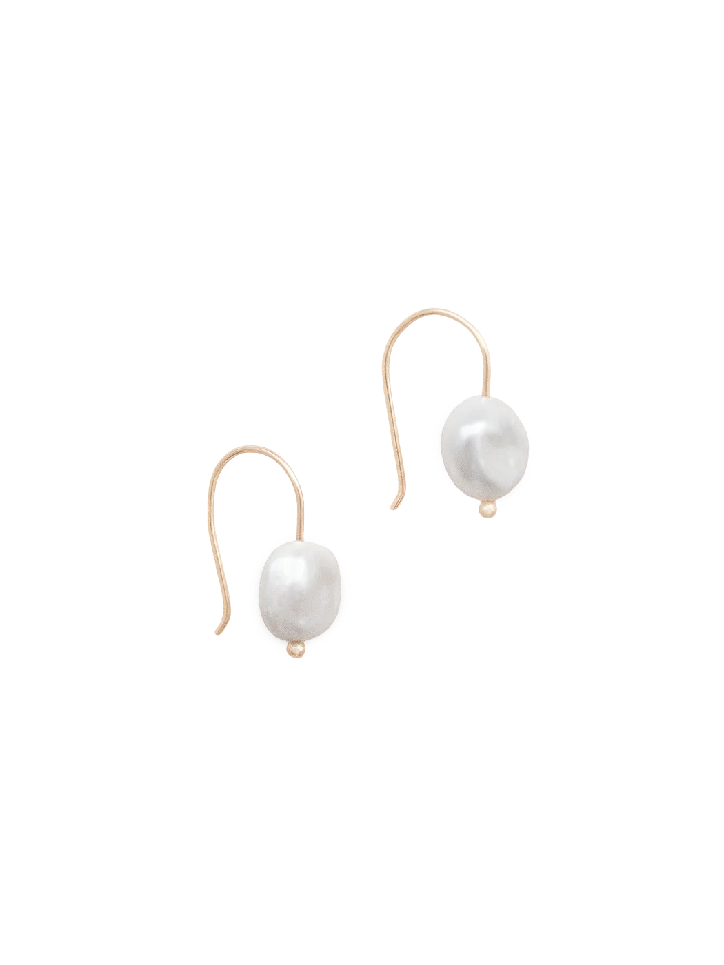 Fresh water pearl necklace with gold open hook to slide on ear 
