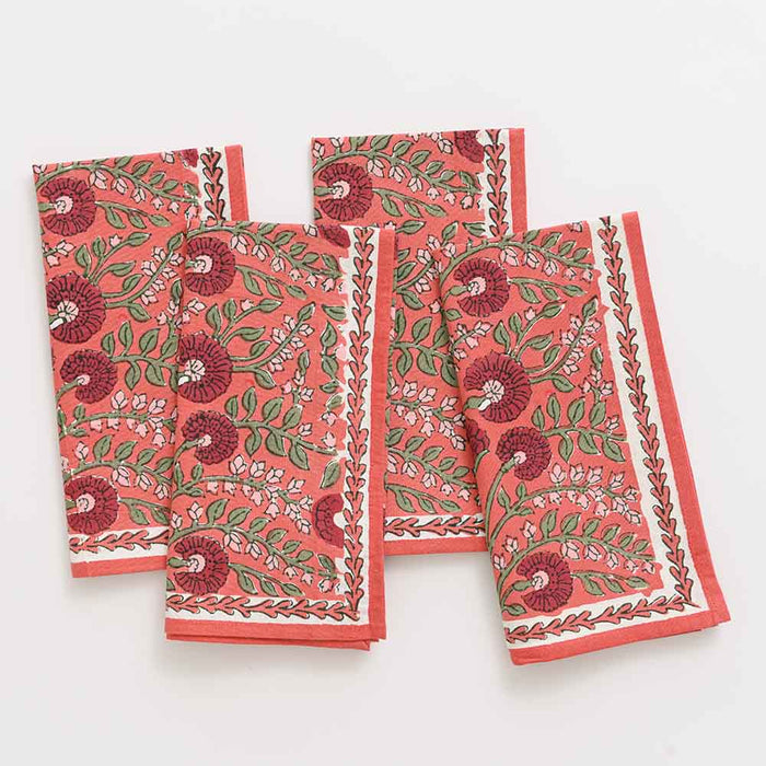 Cactus Flower Red Napkins - Set 4
