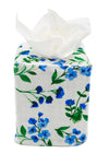 Tissue box with floral design on a white background