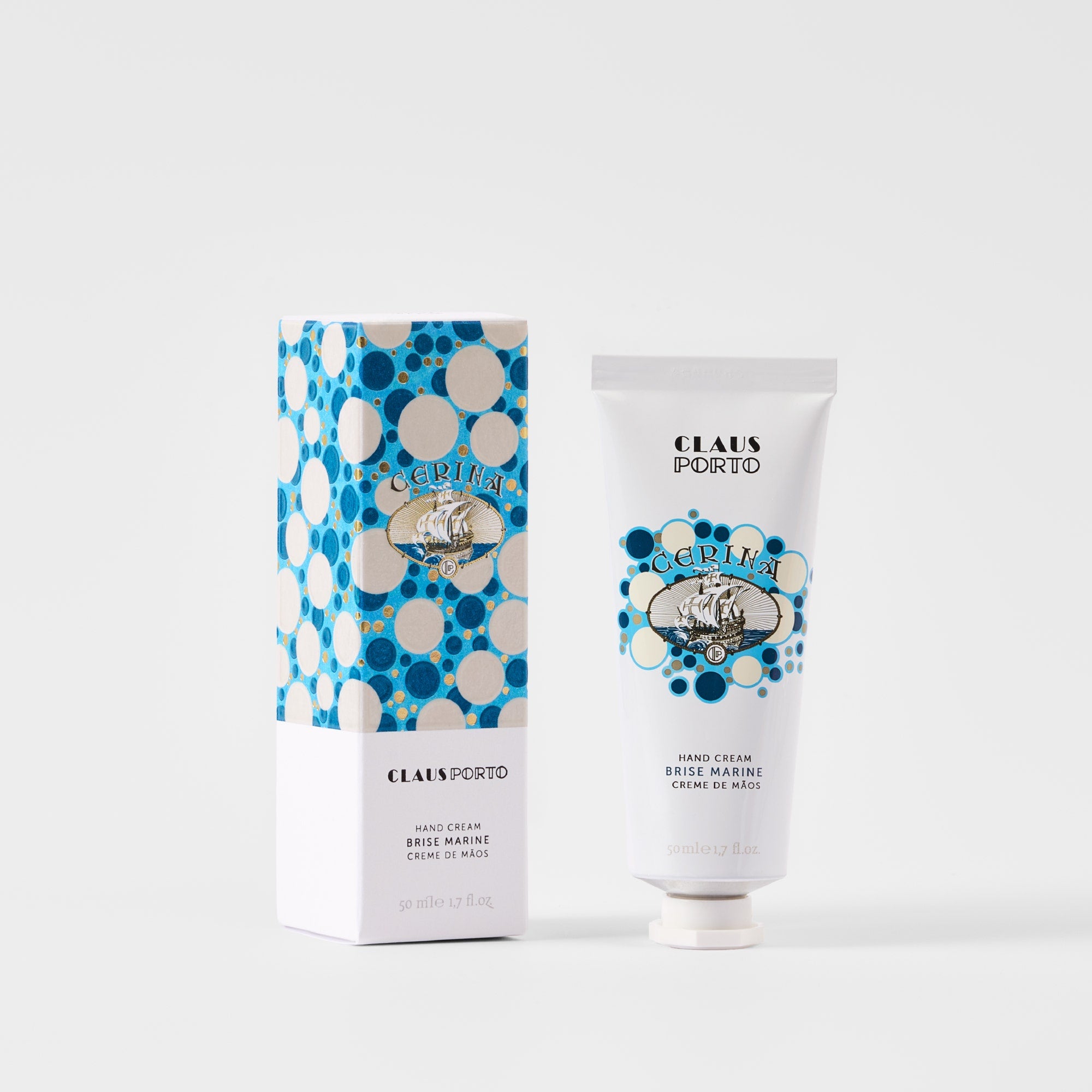 Claus Porto Hand Cream in decorative package on white background