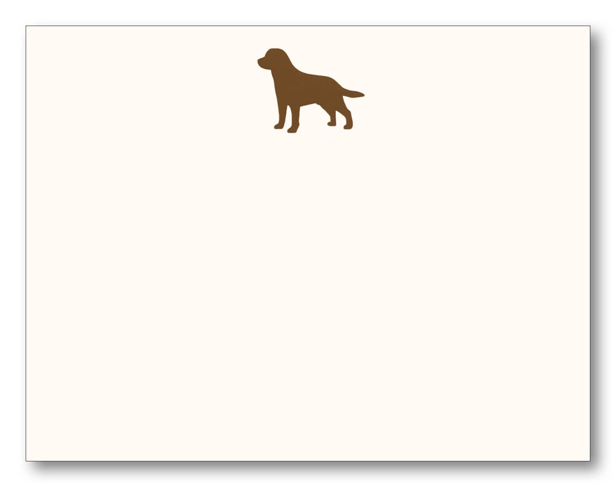 Note card set with envelopes with chocolate lab at top 