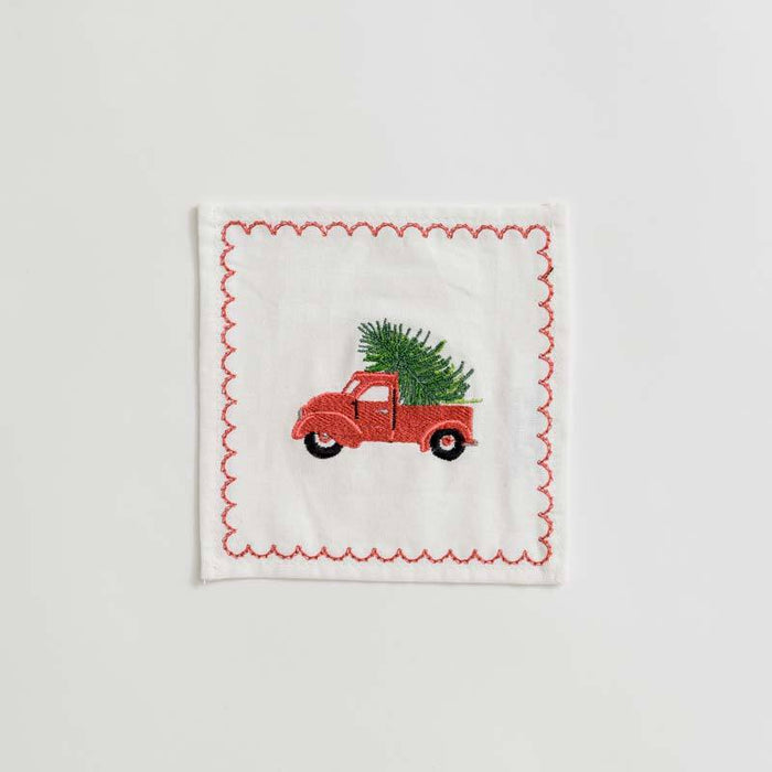Red Christmas Truck Cocktail Napkins - Set of 6