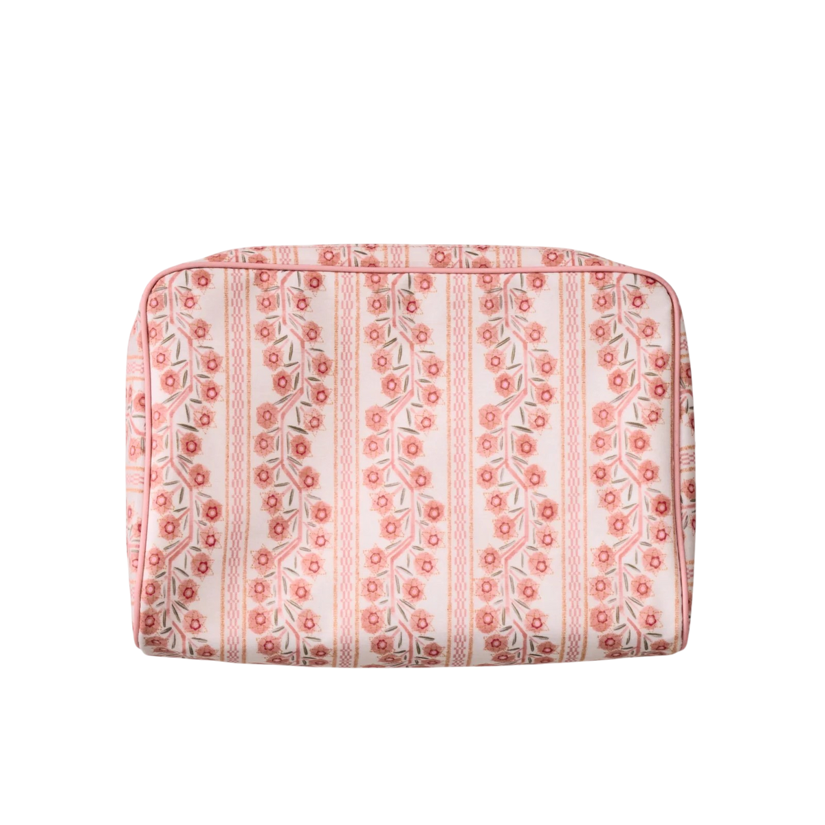 Toiletry bag in Climbing Vine design of pink and green