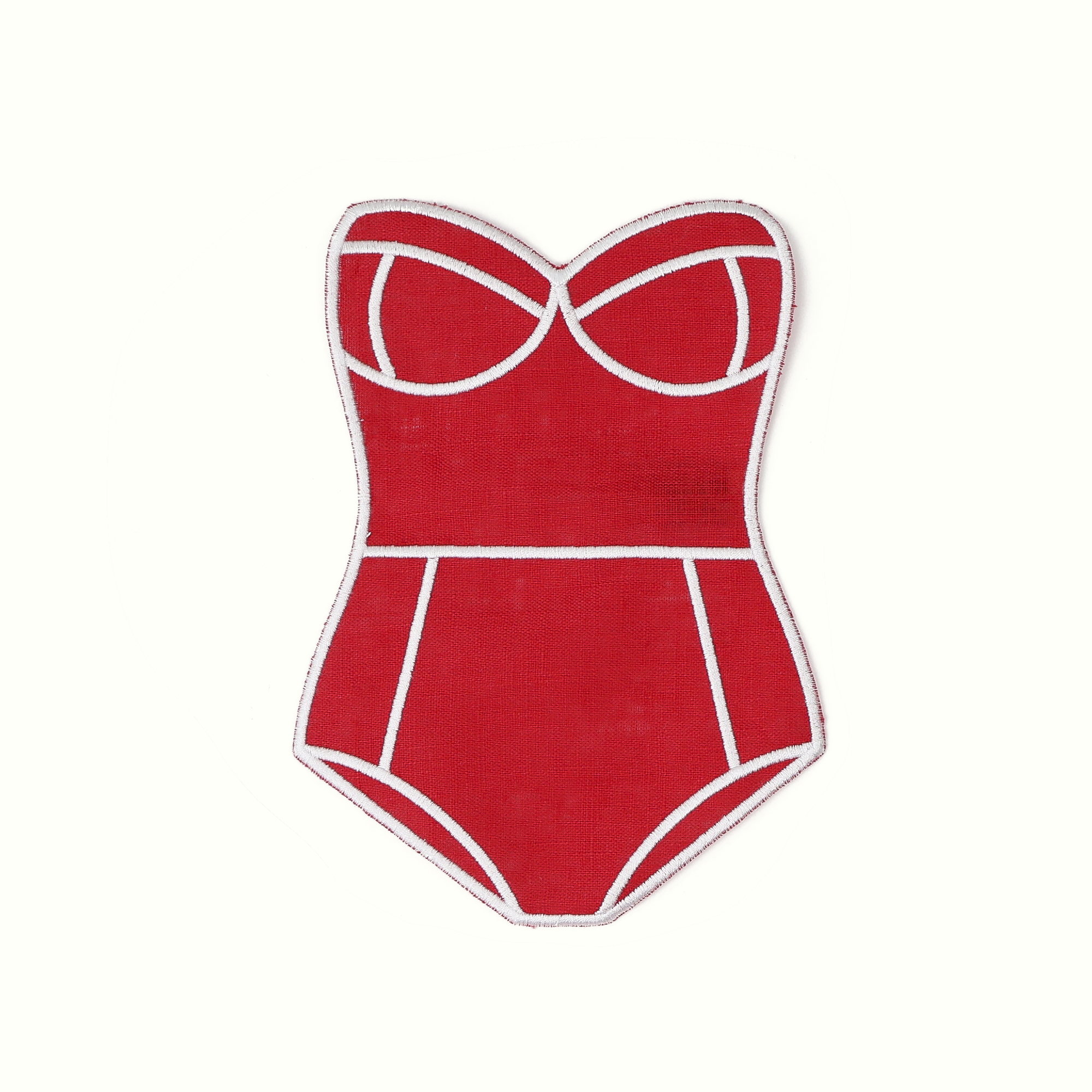 One red swimsuit cocktail napkin on white background 