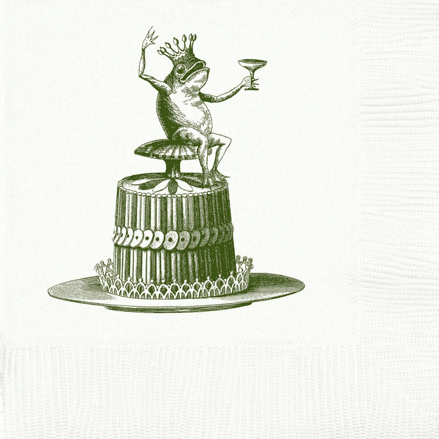 It's my party frog cocktail napkins with grog with crown and martini glass on a cake 