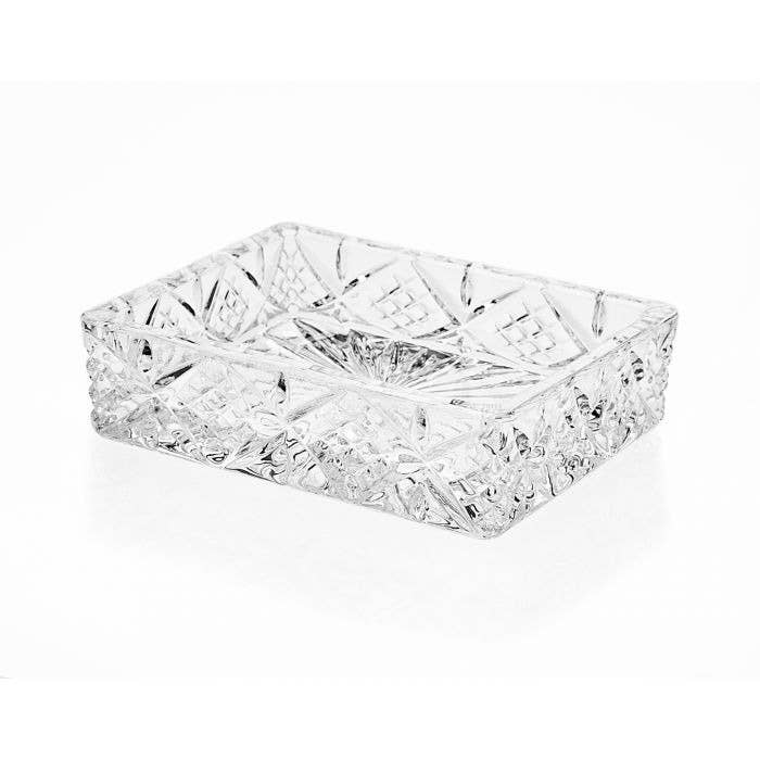 Rectangular crystal soap dish on white background 