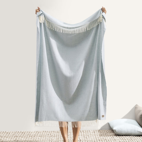 Crystal Blue Italian Herringbone Throw