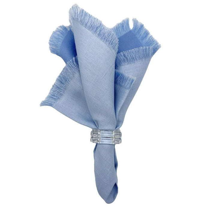 Double Fringe Napkins - Ice Blue/Cool Blue