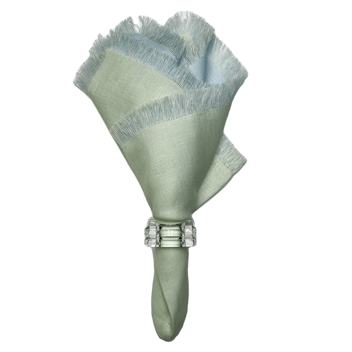Double Fringe Napkins - Ice Blue/Key Lime