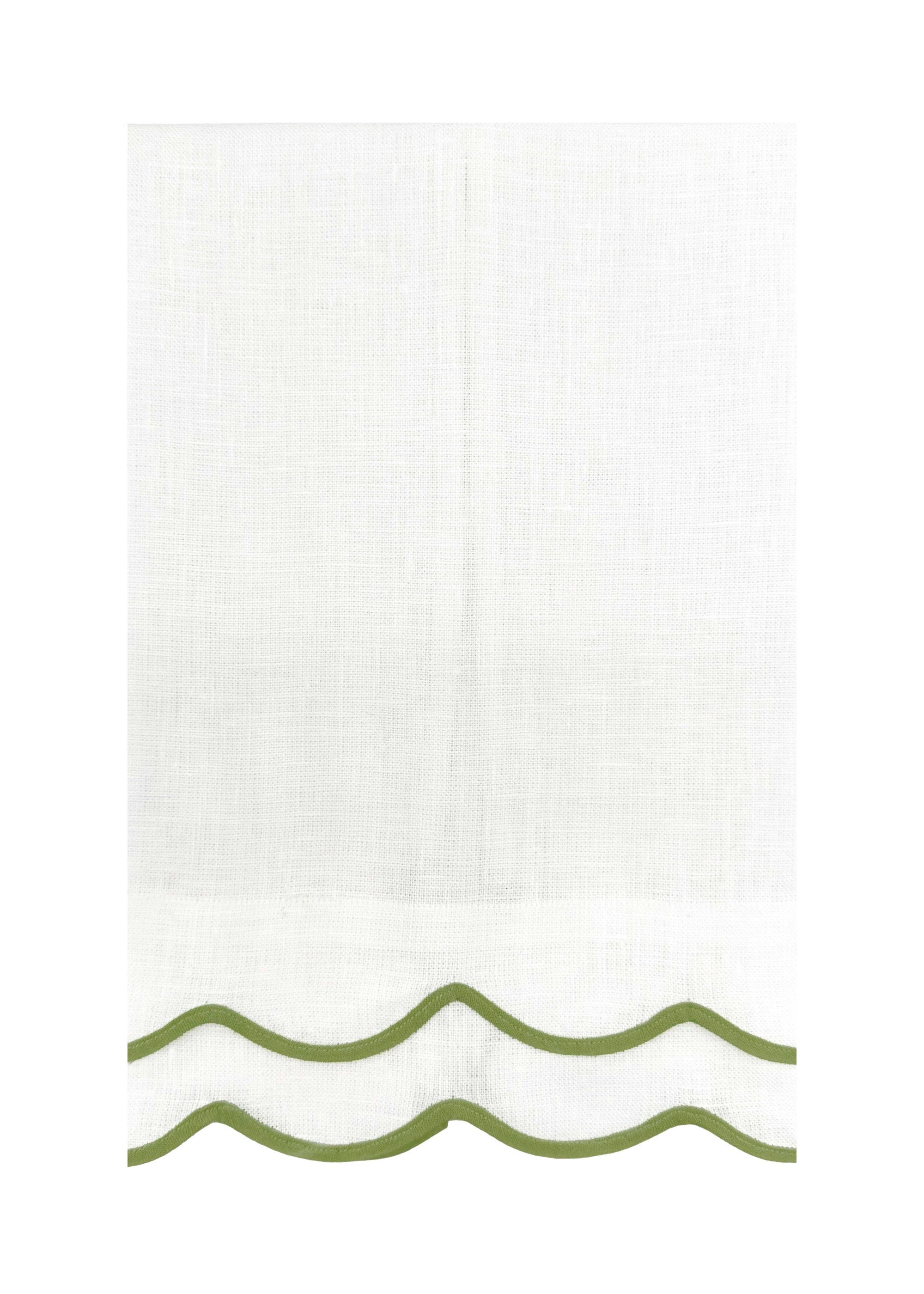 Linen Double wave hand towel in Autumn Green on white background