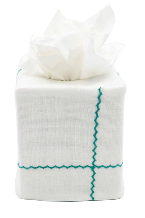 Duck Blue & White Embroidered Tissue Box Cover