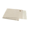 Beige blanket with white fringe on a white background