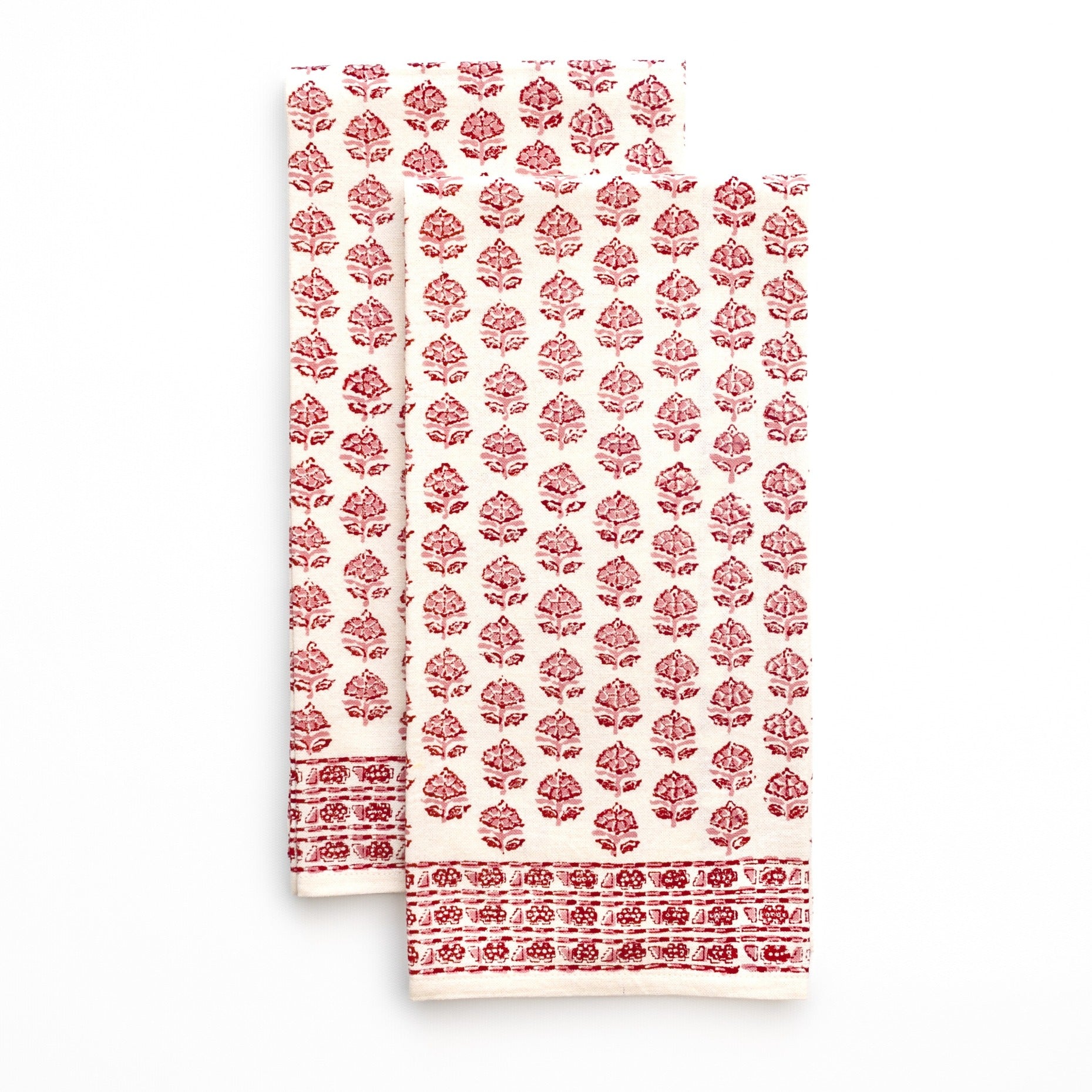 Handblock print with delicate rose hues