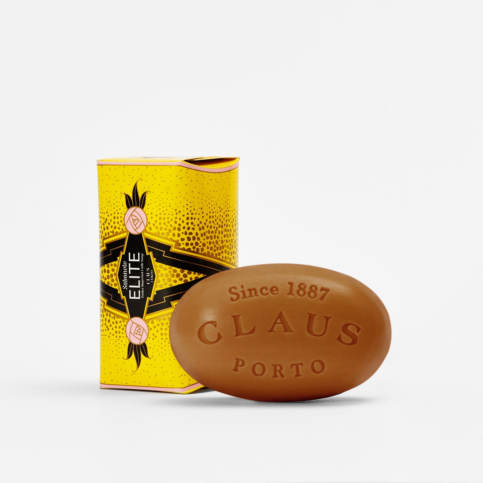 Claus Porto soap and package on white background