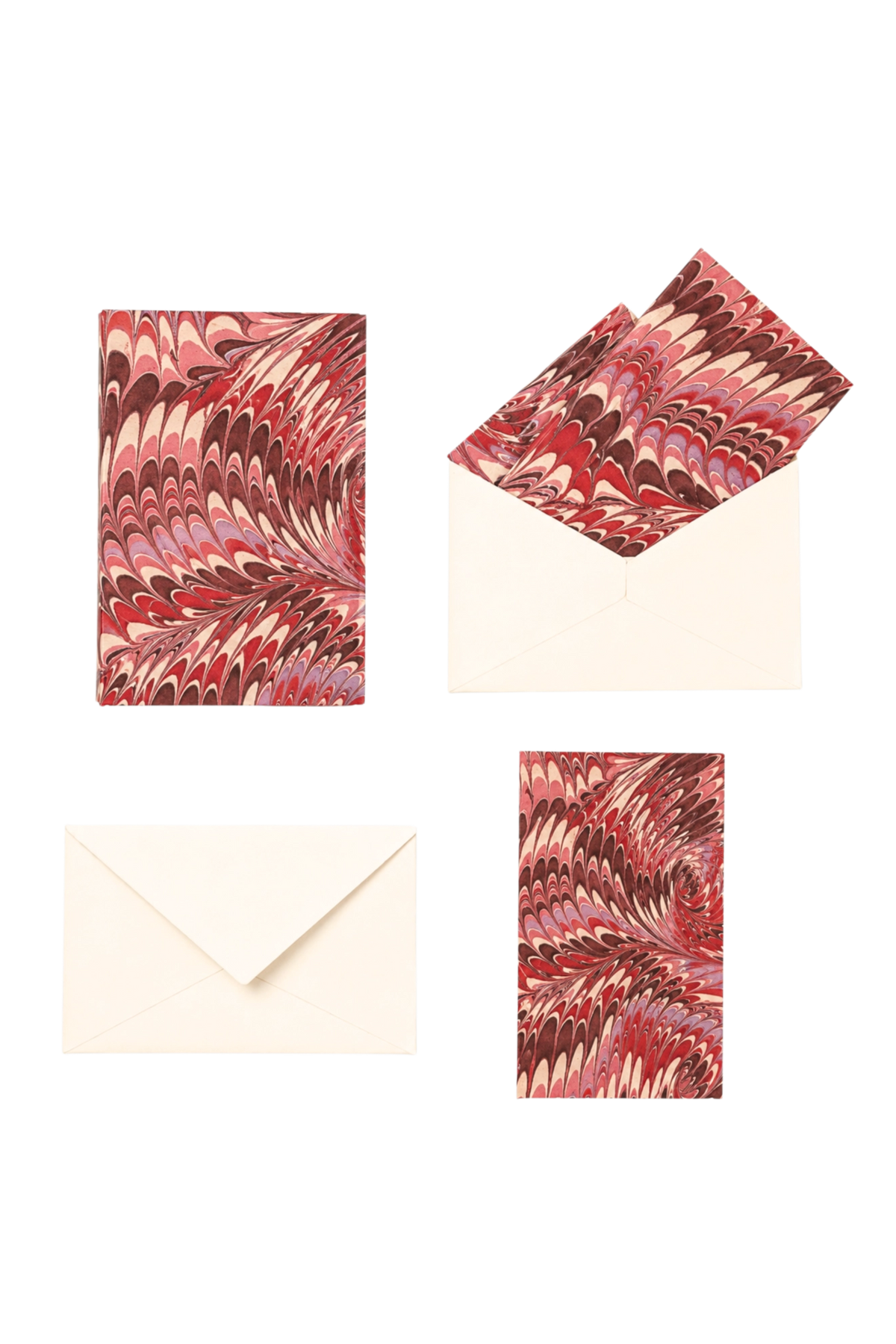 Florentine Pink Marbled Notecards - Set of 8