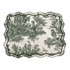 green toile placemat with scalloped edges 