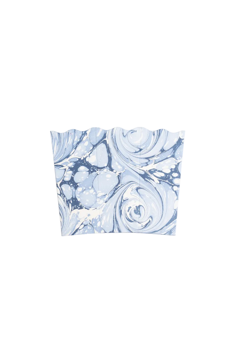 Hand-Marbled Scallop Waste Bin -Storage Bin in Ocean Wave