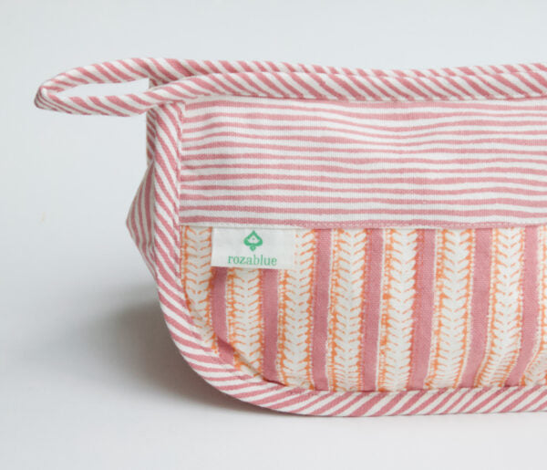 Pink Striped Toiletry Bag