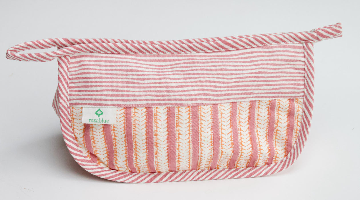 Pink Striped Toiletry Bag