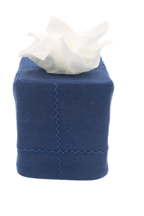 Sapphire Blue Embroidered Tissue Box Cover