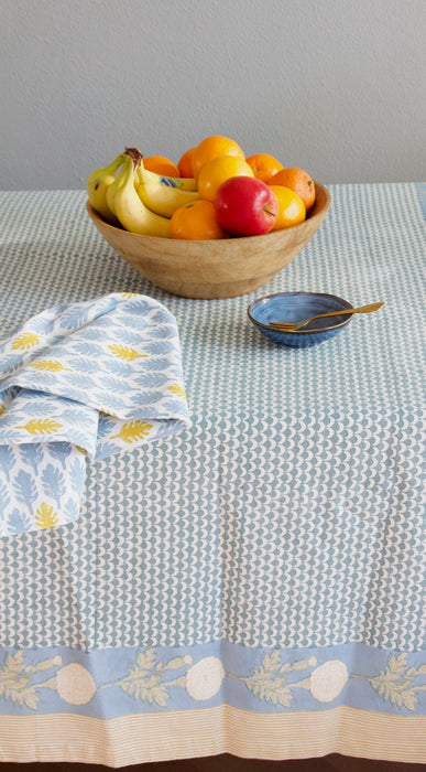 Splash Blue Cotton Tablecloth