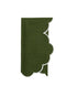 Green scalloped-edged fabric strip on white background