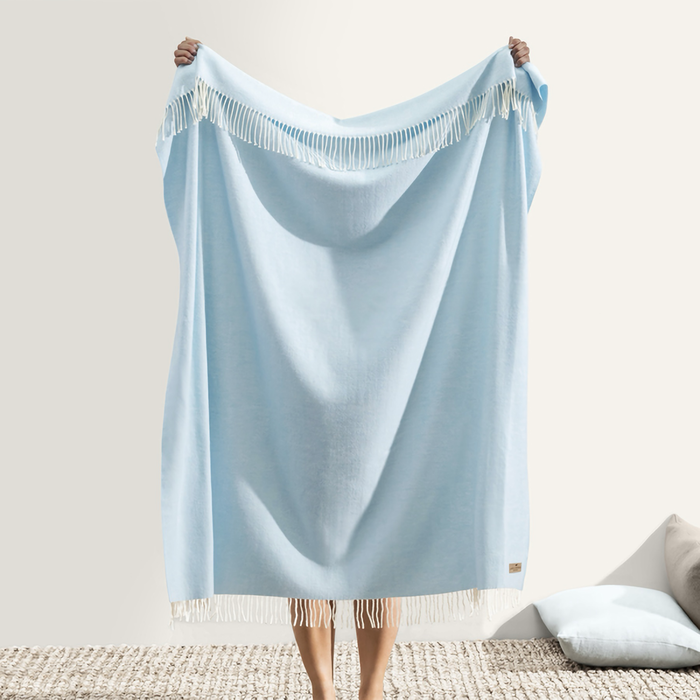 Sky Blue Italian Herringbone Throw