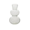 Clear glass vase with a unique design on a white background