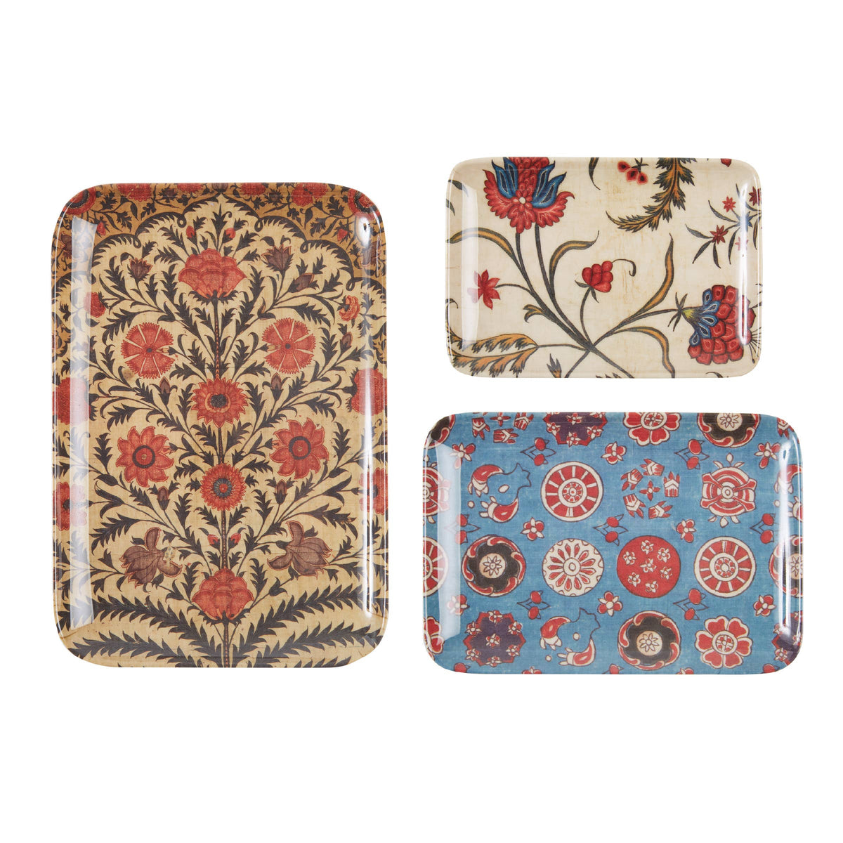 Set of 3 Kalamkari Melamine Tray set 
