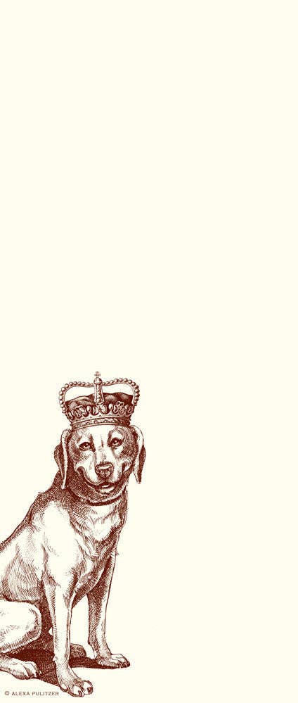Long note pad with Labrador Retriever wearing a crown 