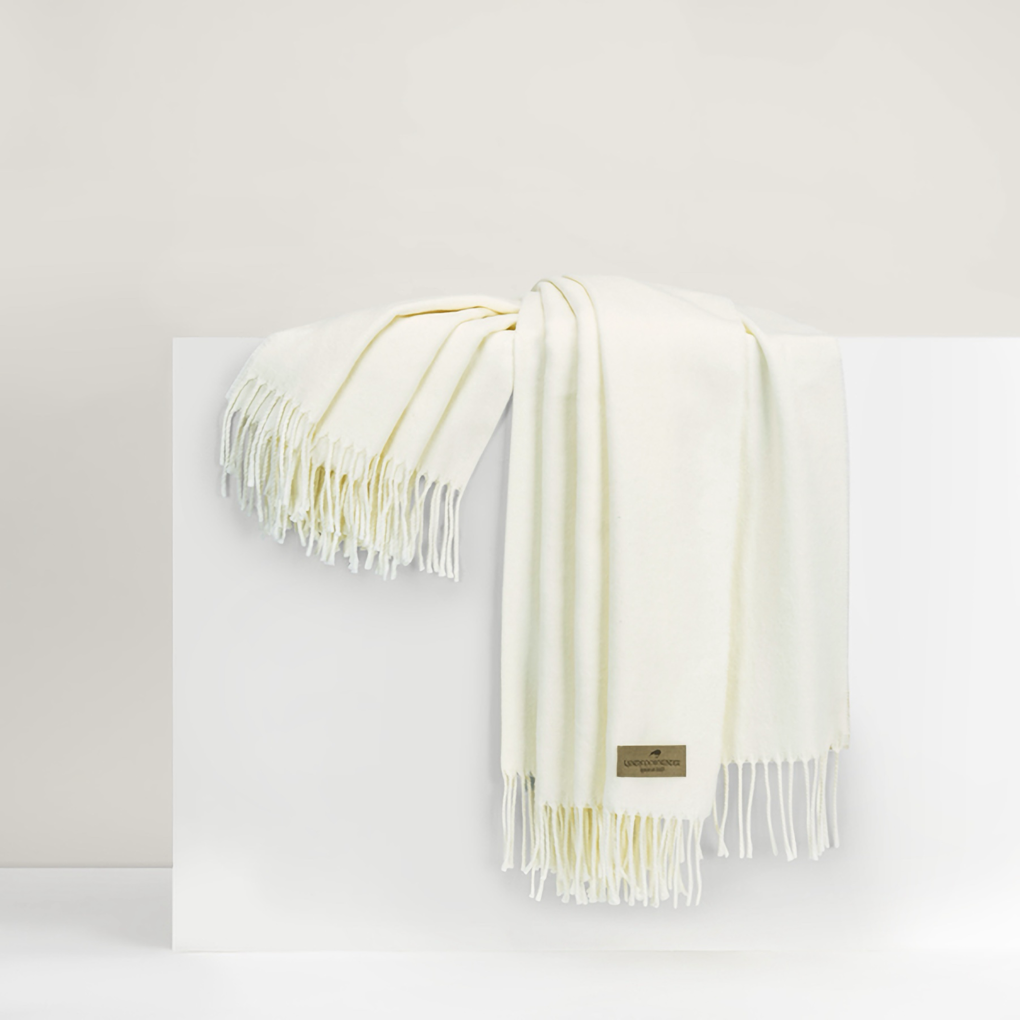 Ecru Italian Herringbone Solid Throw