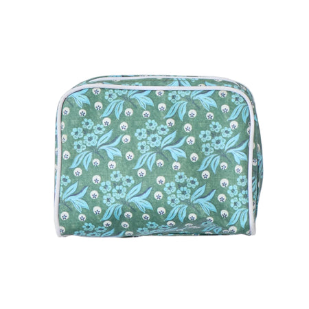 Floral-patterned fabric roll on a light gray background