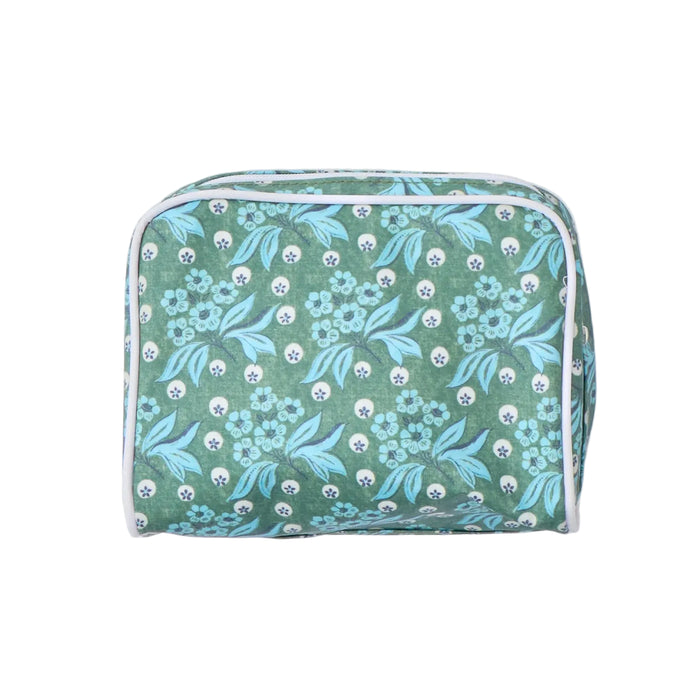 Floral-patterned fabric roll on a light gray background
