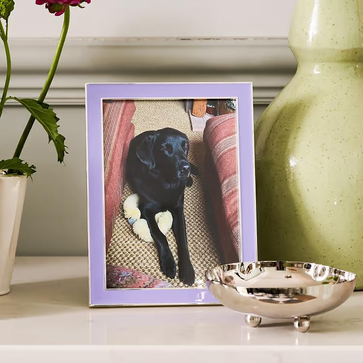 Lilac Enamel &amp; Silver Frame