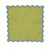 Limerick Square cocktail napkin with blue scalloped edge on white background 