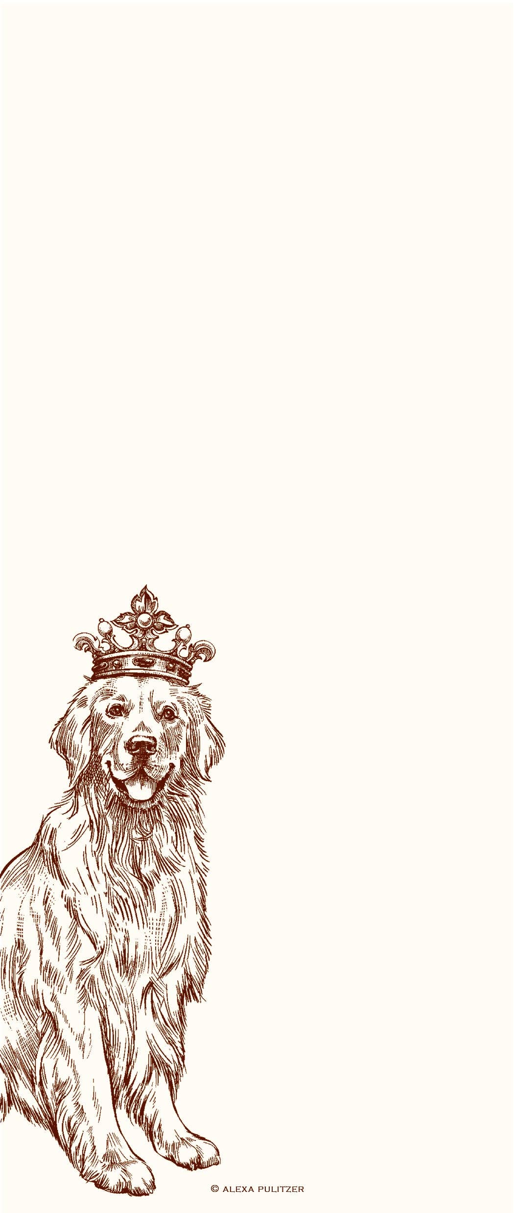 Long note pad with golden retriever wearing a crown 