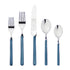 Sugar paper blue 5 piece Italian flatware set with 2 forks, knife and 2 spoons 