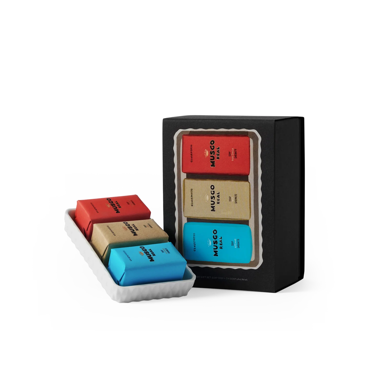 Gift Set Soap Dish &amp; Musgo Real Mini Soaps