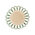 Round woven placemat with green rim on a white background