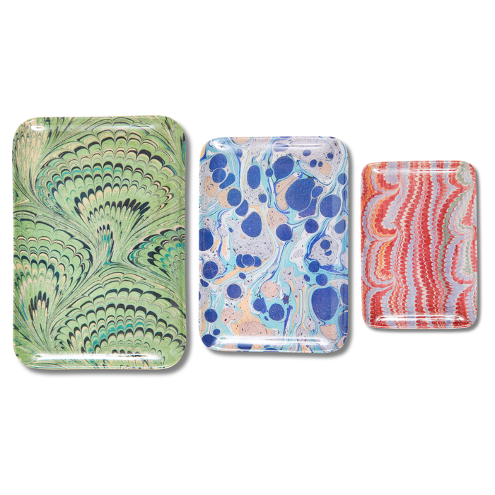 Melamine Serving Trays - Marble - Set of 3