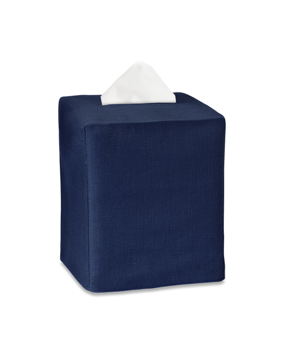 Heirloom Linen Tissue Box Cover: Navy