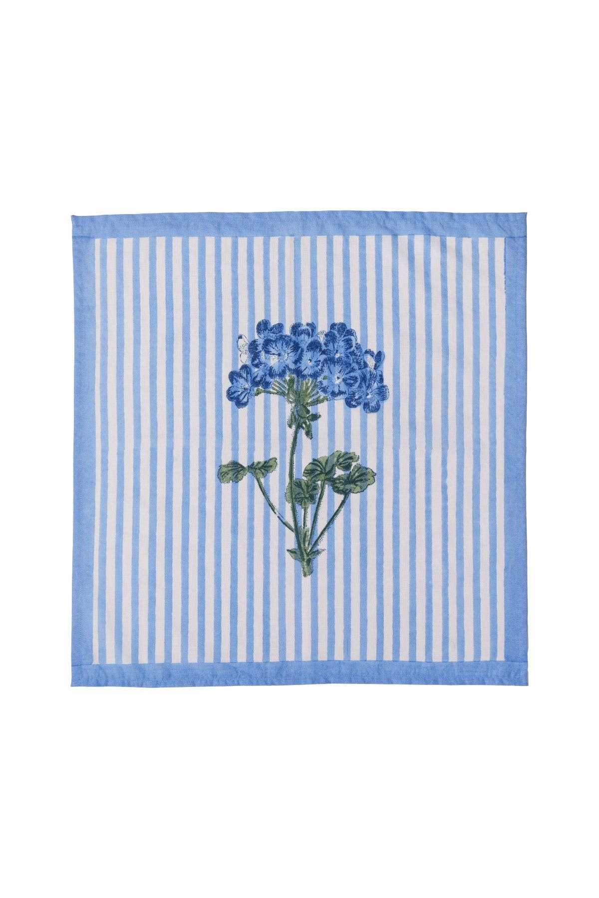 Blue Hydrangea Blockprint Napkins- Set of 4