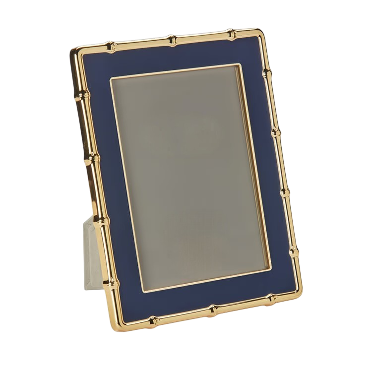 Navy &amp; Gold Bamboo Enamel Photo Frame