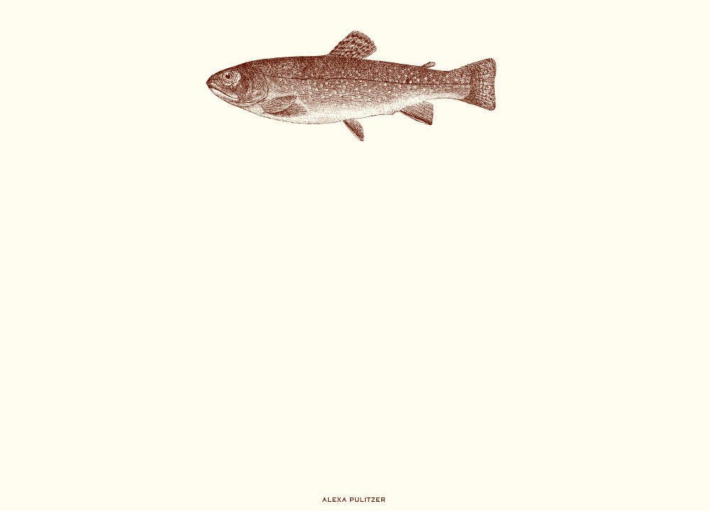 Set of note cards with a trout at the top 