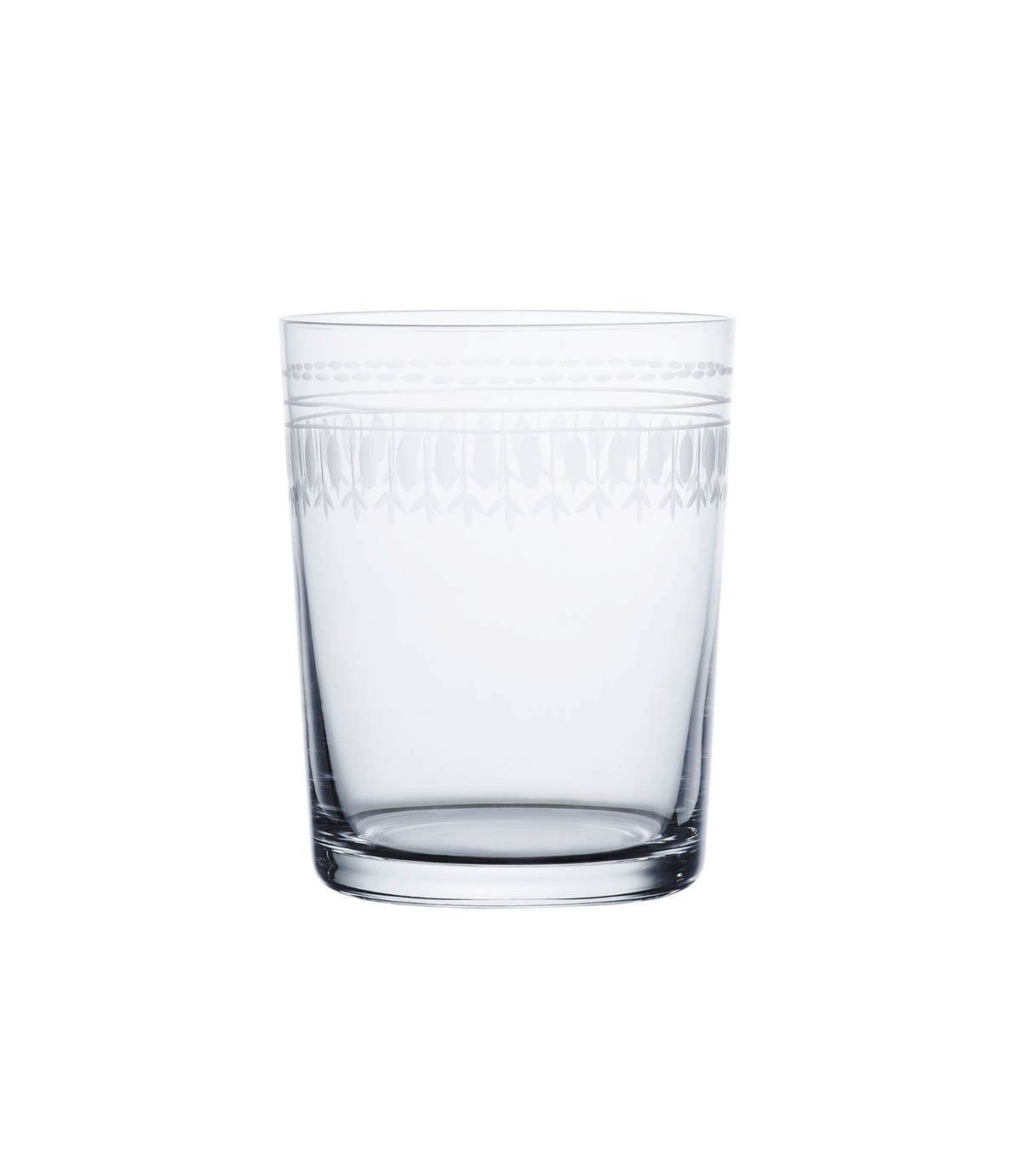 Homeport crystal large tumbler featuring a delicate hand-engraved oval motif and decorative rim detail.
