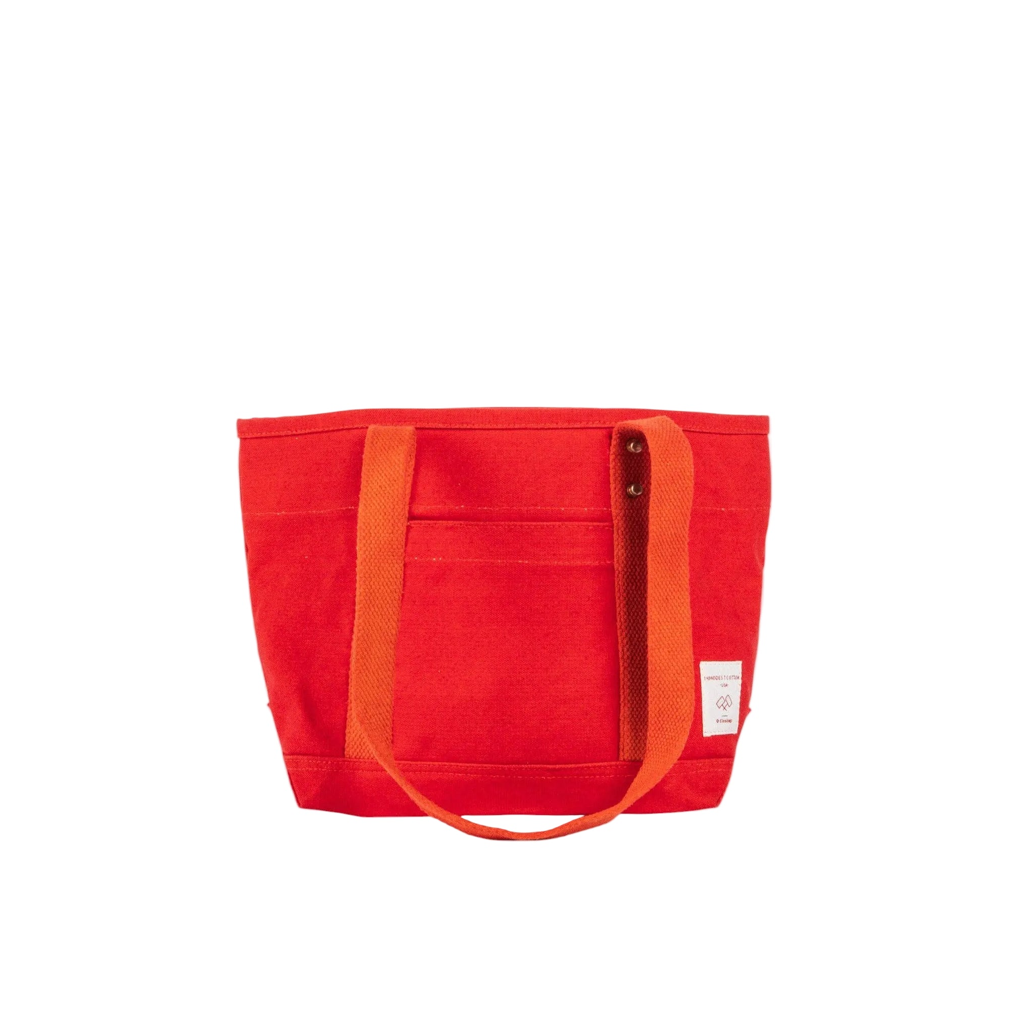 Persimmon canvas tote with shoulder straps on white background 