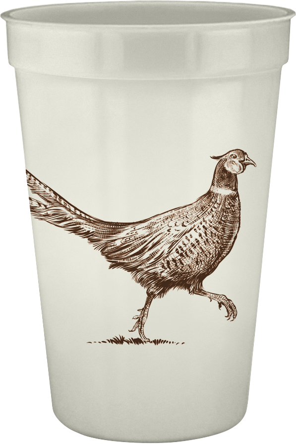 Disposable tumbler cup with pheasant on it
