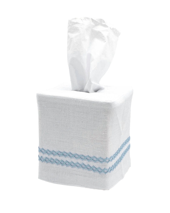 Picot Ribbon Baby Blue Tissue Box Cover