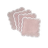Set of four pink placemats with scalloped edge on a white background